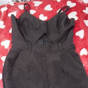 Elegant Black Spaghetti Strap Romper